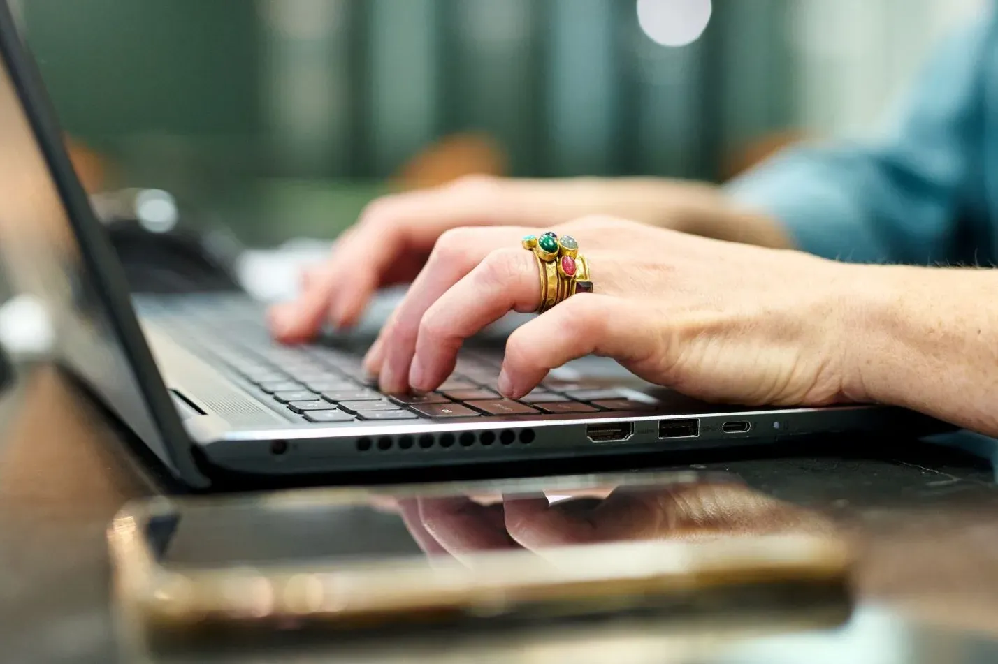 typing on a computer